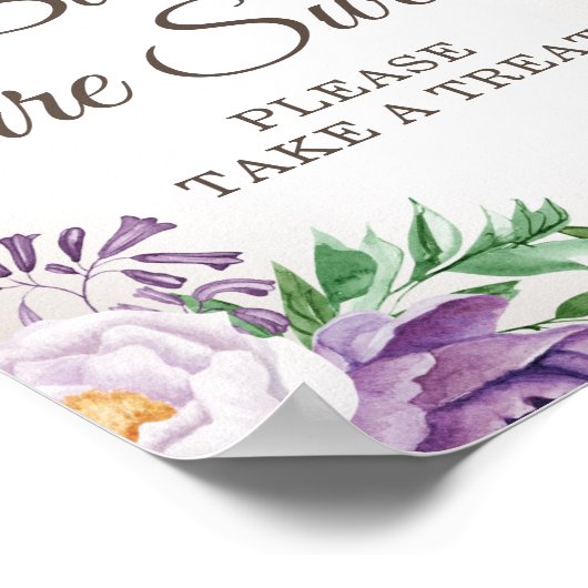 Paarse Floral Baby shower Babies Sweet Treat Poster (Hoek)