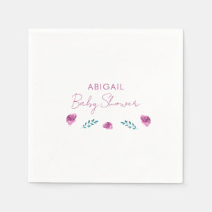 Paarse Floral Baby shower Cocktail Servet