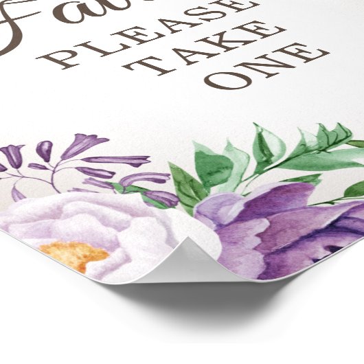 Paarse Floral Baby shower Favors nemen één Poster (Hoek)