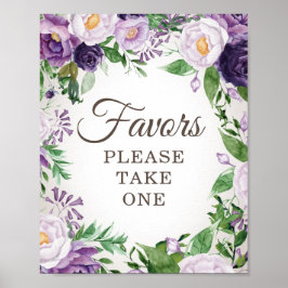 Paarse Floral Baby shower Favors nemen één Poster