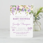 Paarse Floral Baby shower Kaart (Staand voorkant)