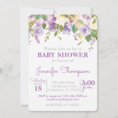 Paarse Floral Baby shower Kaart (Voorkant)