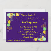 Paarse Floral Baby shower Kaart (Achterkant)