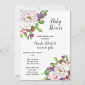 Paarse Floral Baby shower Kaart (Voorkant)