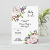 Paarse Floral Baby shower Kaart (Staand voorkant)