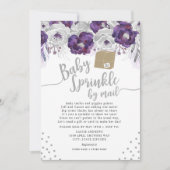 Paarse Floral Baby Sprinkle per mail Kaart (Voorkant)