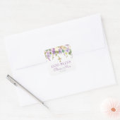 Paarse Floral Baptism Favor Vierkante Sticker (Envelop)
