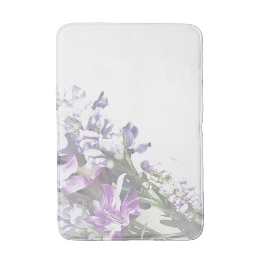 Paarse Floral Bath Mat (Voorkant Verticaal)