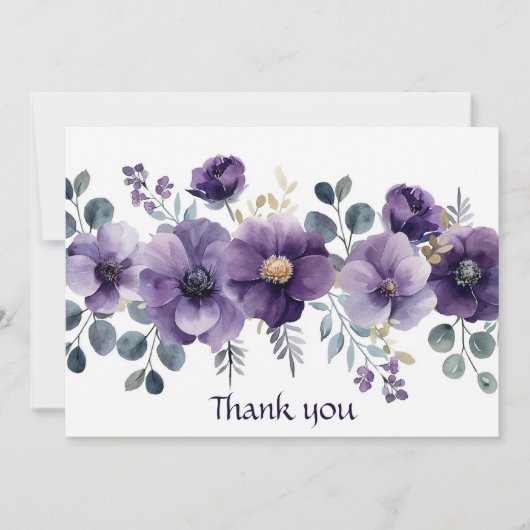 Paarse Floral Bedankkaart (Voorkant)