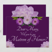 Paarse Floral ben je mijn matroos van eer? Kaart (Voorkant / Achterkant)