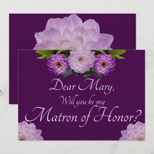 Paarse Floral ben je mijn matroos van eer? Kaart (Voorkant / Achterkant)