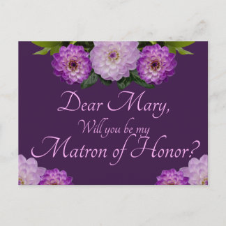 Paarse Floral ben je mijn matroos van eer? Uitnodiging Briefkaart