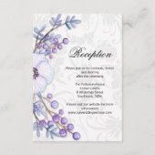 Paarse Floral Berries & Damask Wedding Reception Informatiekaartje (Voorkant)