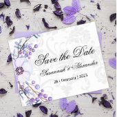 Paarse Floral Berry Wreath Wedding Save the Date Aankondigingskaart