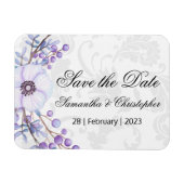 Paarse Floral Berry Wreath Wedding Save the Date Magneet (Horizontaal)