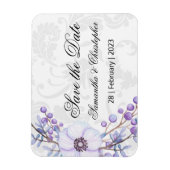 Paarse Floral Berry Wreath Wedding Save the Date Magneet (Verticaal)