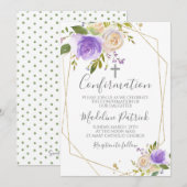 Paarse Floral-bevestiging Kaart (Voorkant / Achterkant)