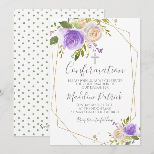 Paarse Floral-bevestiging Kaart (Voorkant / Achterkant)