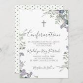 Paarse Floral-bevestiging Kaart (Voorkant / Achterkant)