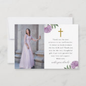  Paarse Floral Bevestigingsfoto Dank u Bedankkaart (Voorkant)