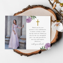  Paarse Floral Bevestigingsfoto Dank u Bedankkaart