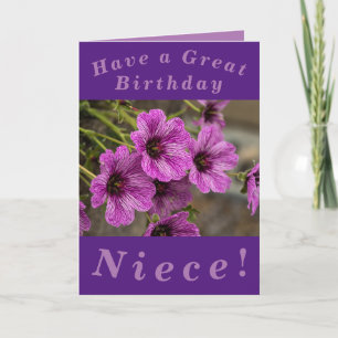 Paarse Floral Birthday Card voor Niece Kaart
