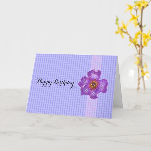 Paarse Floral Birthday Kaart (Gele Bloem)