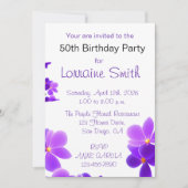 Paarse Floral Birthday Kaart (Voorkant)