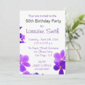 Paarse Floral Birthday Kaart (Staand voorkant)