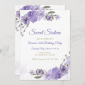 Paarse Floral Birthday Kaart (Voorkant / Achterkant)