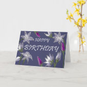 Paarse Floral Birthday Kaart (Gele Bloem)