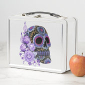 Paarse Floral Black Sugar Skull Day of the Dead (In situ)