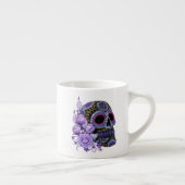 Paarse Floral Black Sugar Skull Day of the Dead Espresso Kop (Rechts)