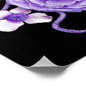 Paarse Floral Black Sugar Skull Day of the Dead Poster (Hoek)