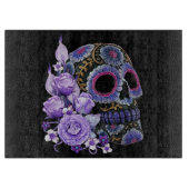 Paarse Floral Black Sugar Skull Day of the Dead Snijplank (Voorkant)