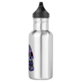 Paarse Floral Black Sugar Skull Day of the Dead Waterfles (Rechts)