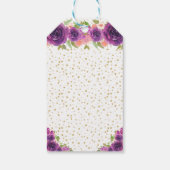 Paarse Floral Blonde Hair Girl Happy Birthday Cadeaulabel (Achterkant)