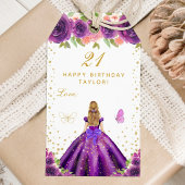 Paarse Floral Blonde Hair Girl Happy Birthday Cadeaulabel