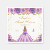 Paarse Floral Blonde Hair Princess Sweet Sixteen Servet (Voorkant)