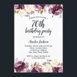 Paarse Floral Bloom 70e verjaardag van de waterver Kaart<br><div class="desc">Floral Birthday-uitnodigingen in de Little Bayleigh Store.</div>