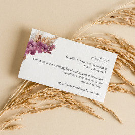 Paarse Floral Boho - Gegevens Informatiekaartje