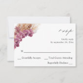 Paarse Floral Boho no Meal RSVP Kaartje (Voorkant)