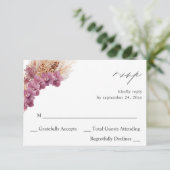 Paarse Floral Boho no Meal RSVP Kaartje (Staand voorkant)