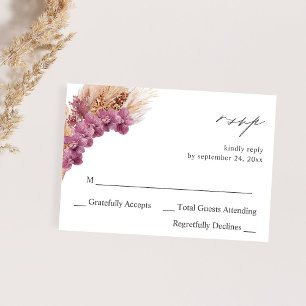 Paarse Floral Boho no Meal RSVP Kaartje