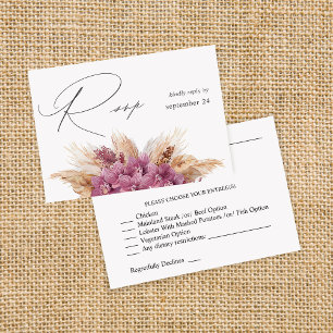 Paarse Floral Boho w Meal RSVP Kaartje