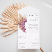 Paarse Floral Boho Wedding All In One Uitnodiging