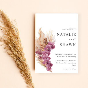 Paarse Floral Boho Wedding Kaart