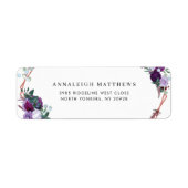 Paarse Floral Botanical retouradres Etiket (Voorkant)
