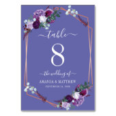 Paarse Floral Botanical Roos Gold Lijst Weddenscha Kaart (Achterkant)