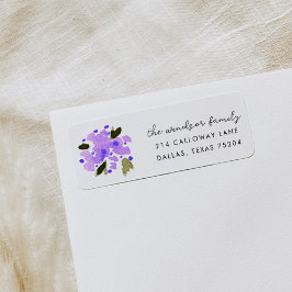 Paarse Floral Bouquet Return Address Labels